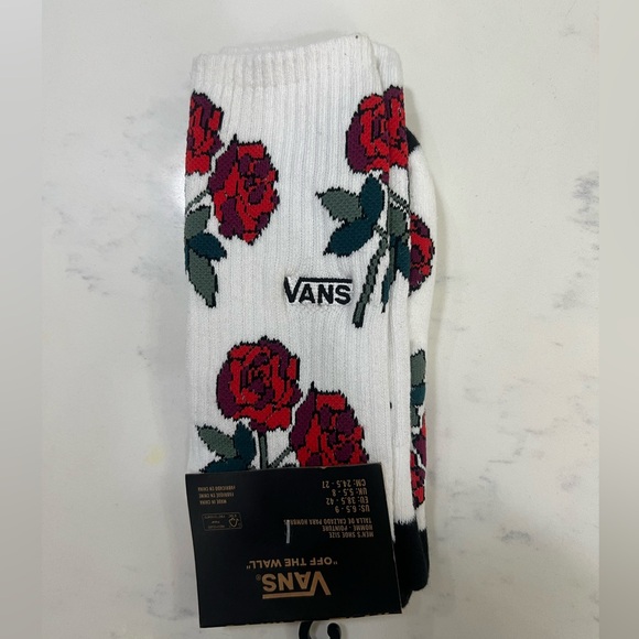 Vans Other - Vans White Socks with Red Rose Design